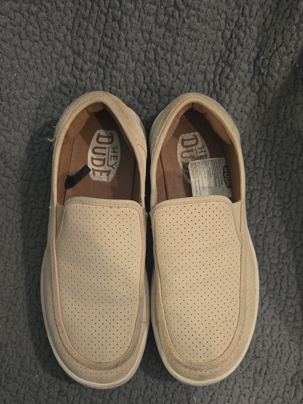Hey Dude Women’s Slip-On Perforated Loafers in Light Beige - Picture 1 of 3